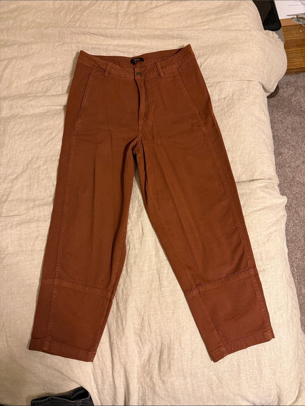 Quince Women's Organic Stretch Cotton Twill Barrel Pants